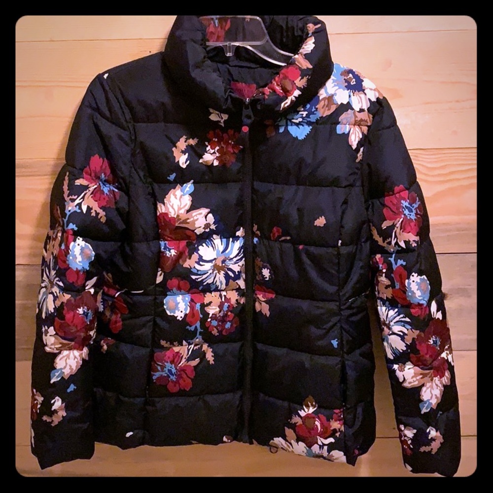 Floral navy blue Joules coat - large